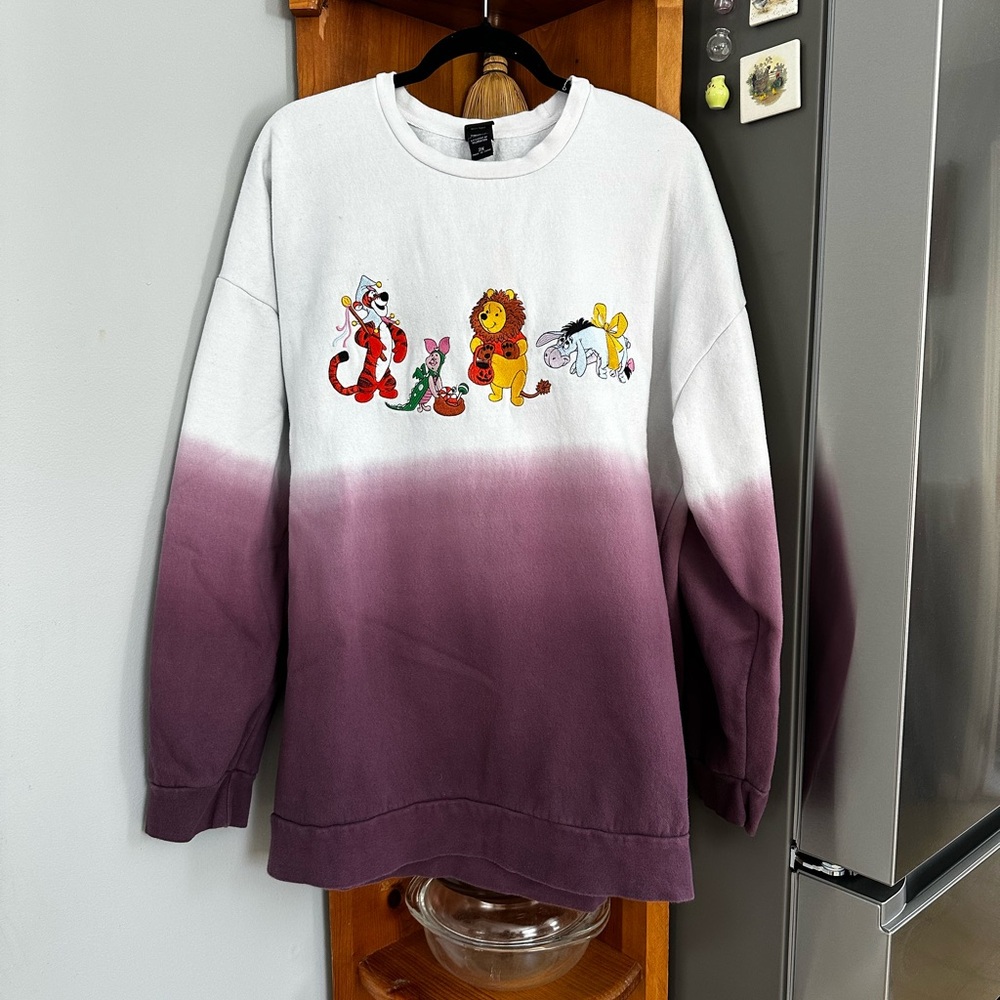 Disney Embroidered Winnie the Pooh White/Purple Ombre Halloween Sweatshirt